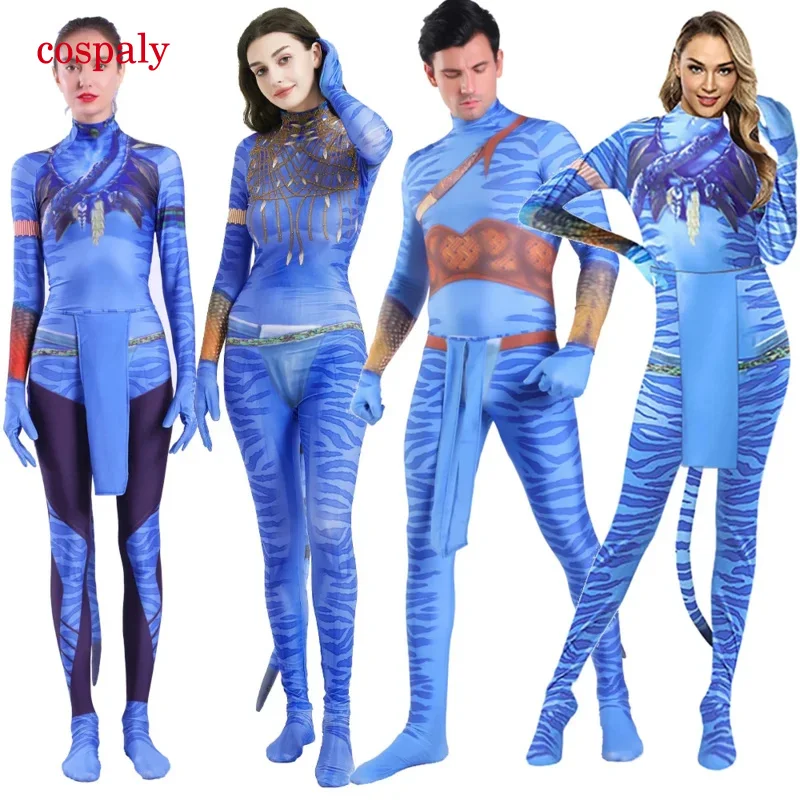 Avatar Costume Cosplay Women And Men Couple And Kids Family Girl Bobysuit Jumpsuit Alien The Way Of Water Christmas Halloween