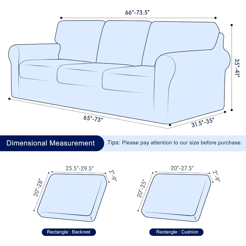 7 Pieces Stretch Sofa Slipcover,Couch Cover for 3 Cushion Washable Sofa Cover with Individual Backrest Cushion Covers fo