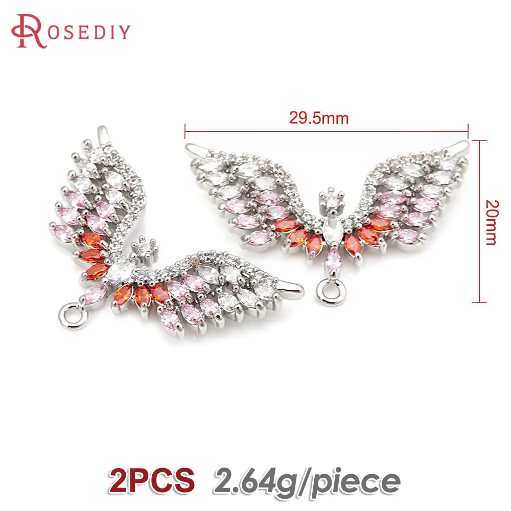 2PCS Platinum Color Brass Zircon 3 Holes Peacock Connect Charms Pendants High Quality Diy Jewelry Making Necklace Accessories