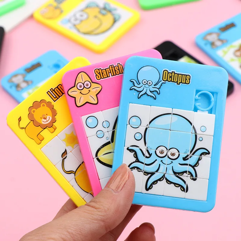 

6 Pcs Sliding Puzzle Waterproof And Durable Plastic Leisure Toys Jigsaw Huarong Road Animal Picture Color Other Educational Toys