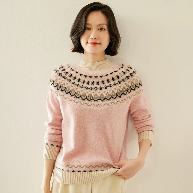 100% Pure Cashmere Sweater Women's Sweater Thick Soft Crewneck Winter Thermal Knitwear Business Casual 2024 Winter New Fashion