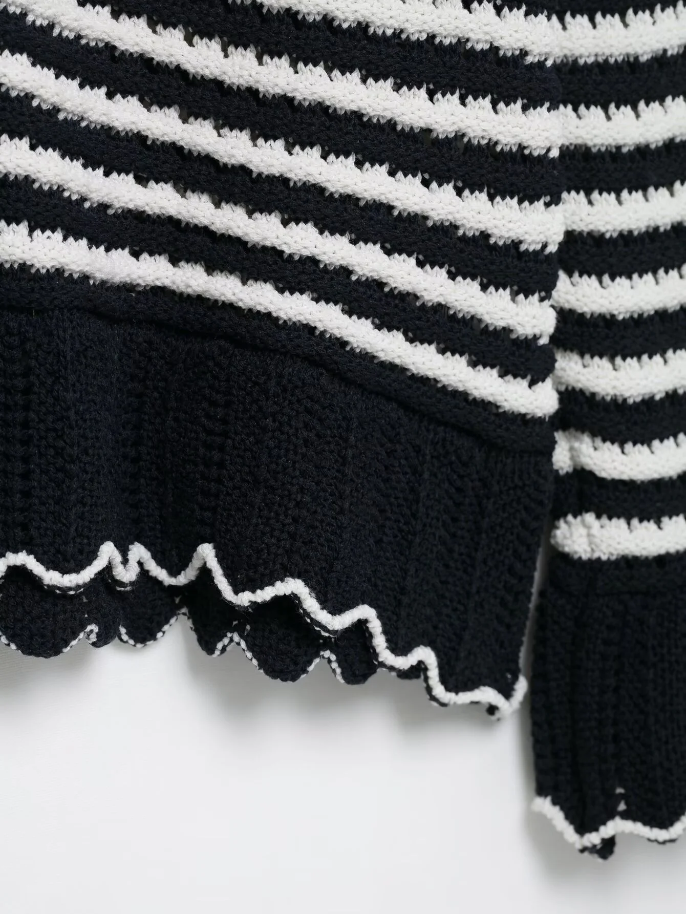 2025 봄/여름 여성 패션 달콤하고 매운 스타일 레이스 스트라이프 라운드 넥 긴 소매 니트 카디건 코트