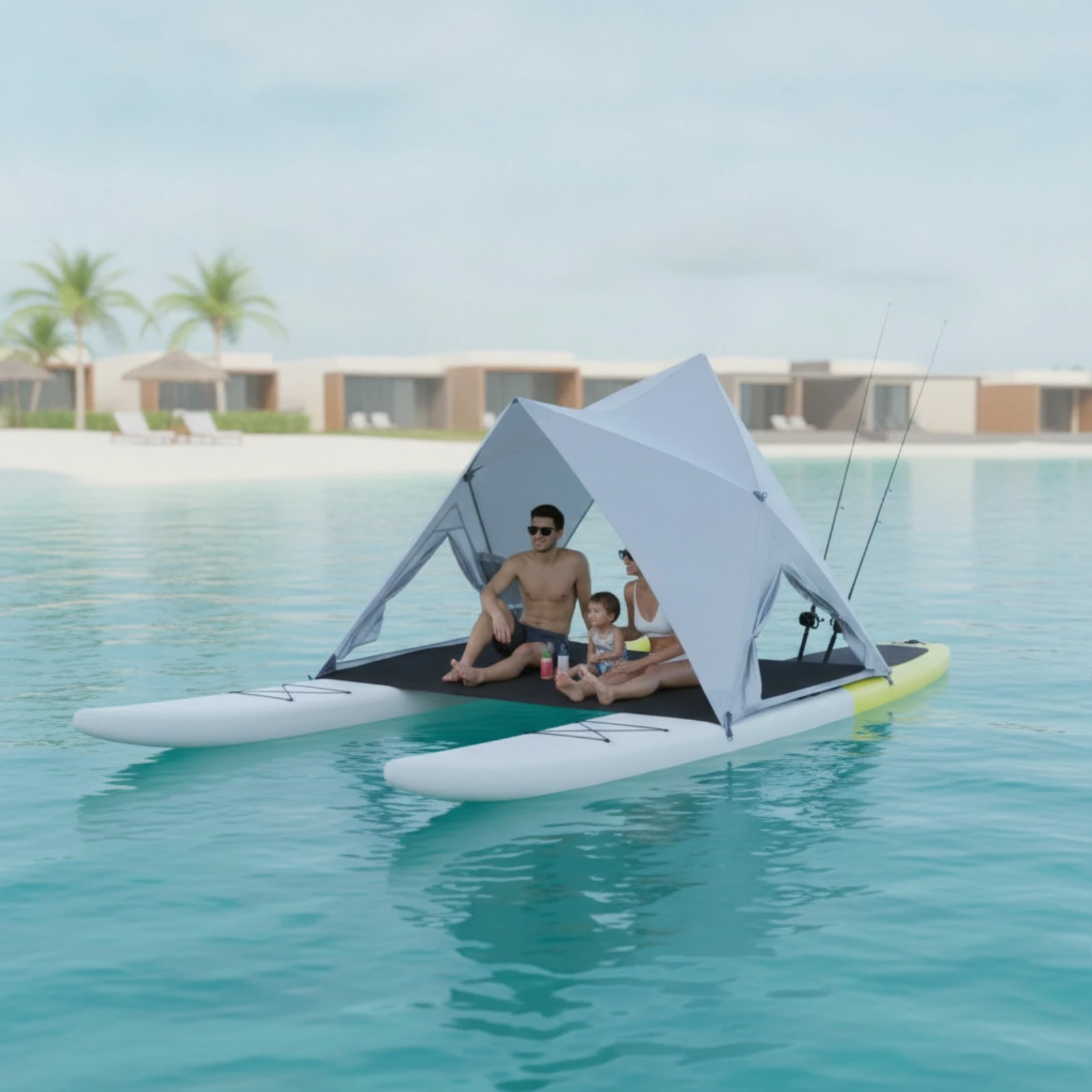 Tent Canopy with Open Sides Lightweight Triangular-Frame Tent Shelter Easy-to-Set-up Reinforced for Campers, Camping, Beach - view 2