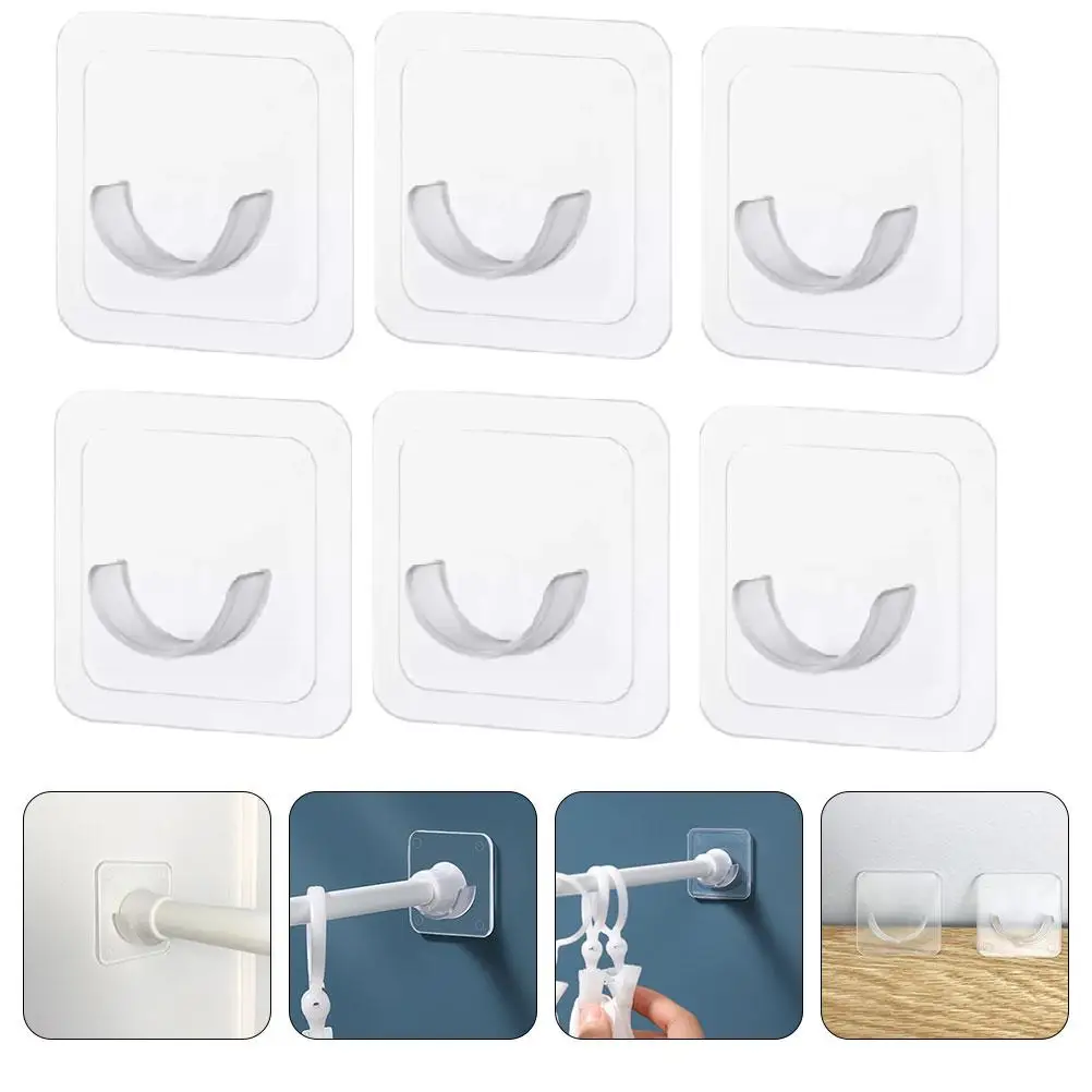 

6 Pcs Tension Curtain Rods Nail-Free Pole Bracket Shower Holders Retainers Mounts ABS Racks Home Compression bar