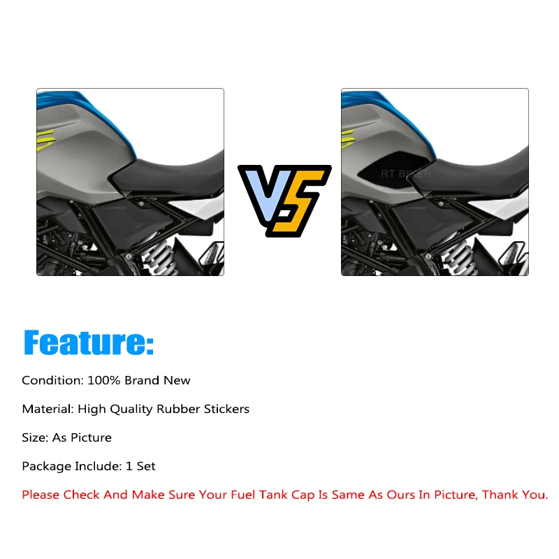 For BMW G310GS G 310 GS G 310GS G310R G 310 R G 310R Motorcycle Non-slip Side Fuel Tank Stickers Waterproof Pad Rubber Sticker