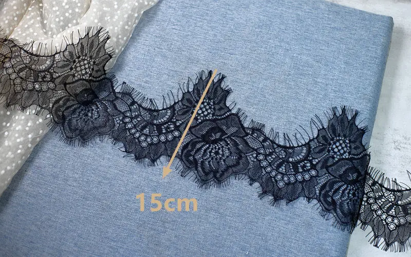 3Meters White/black Underwear Eyelash Lace Fabric Ribbon Diy Female Lace Trims Wedding Decoration