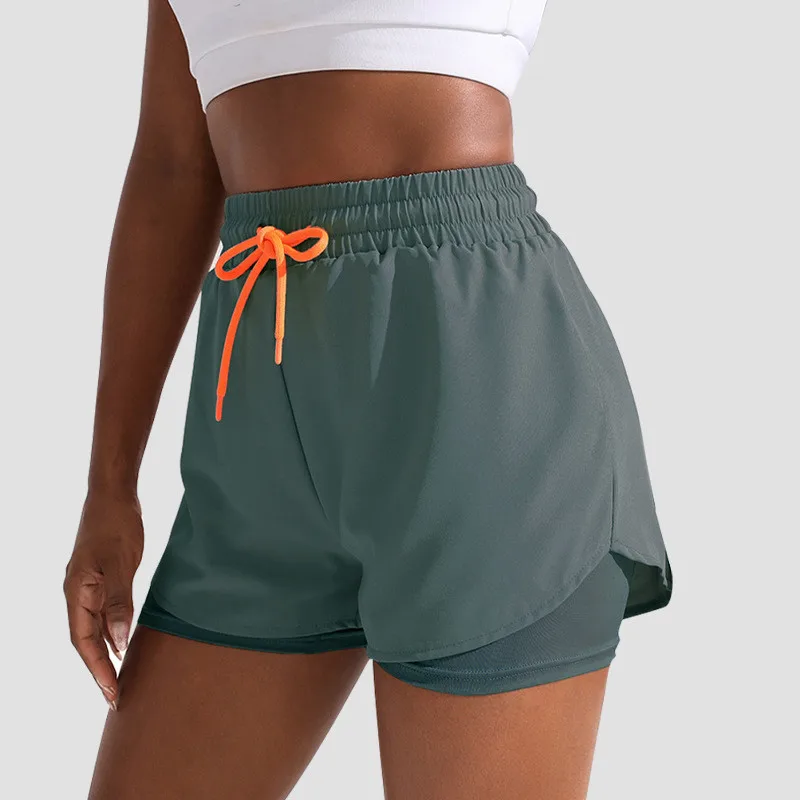 Mermaid Curve Breathable Letter Graphic 2 In 1 Sport Shorts Women Quick Dry Running Short Drawstring Waistband Fitness Hot Pants image 4