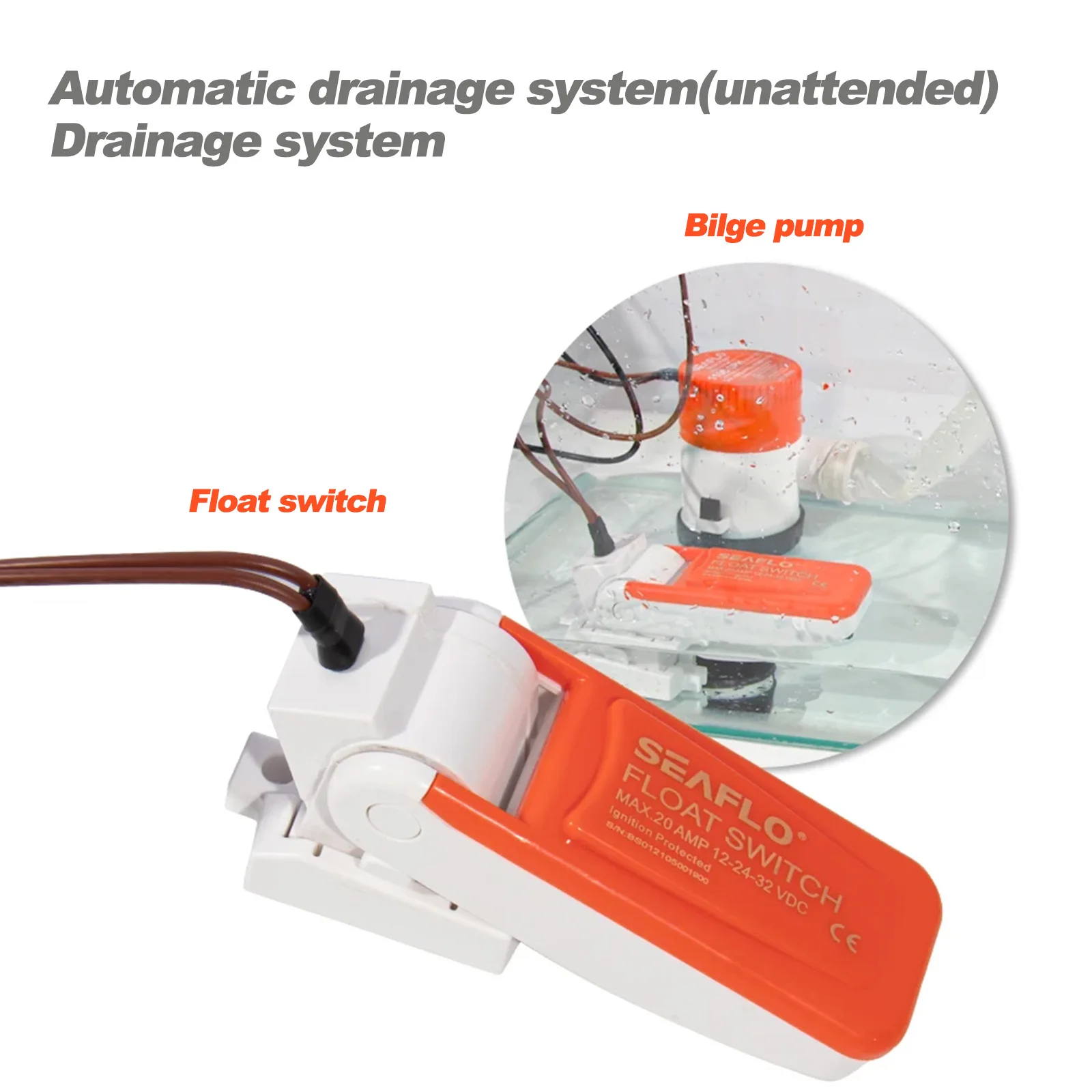 12V-32V Marine Float Switch for Bilge Pump 20A Automatic Submersible Boat Water Pump image 4