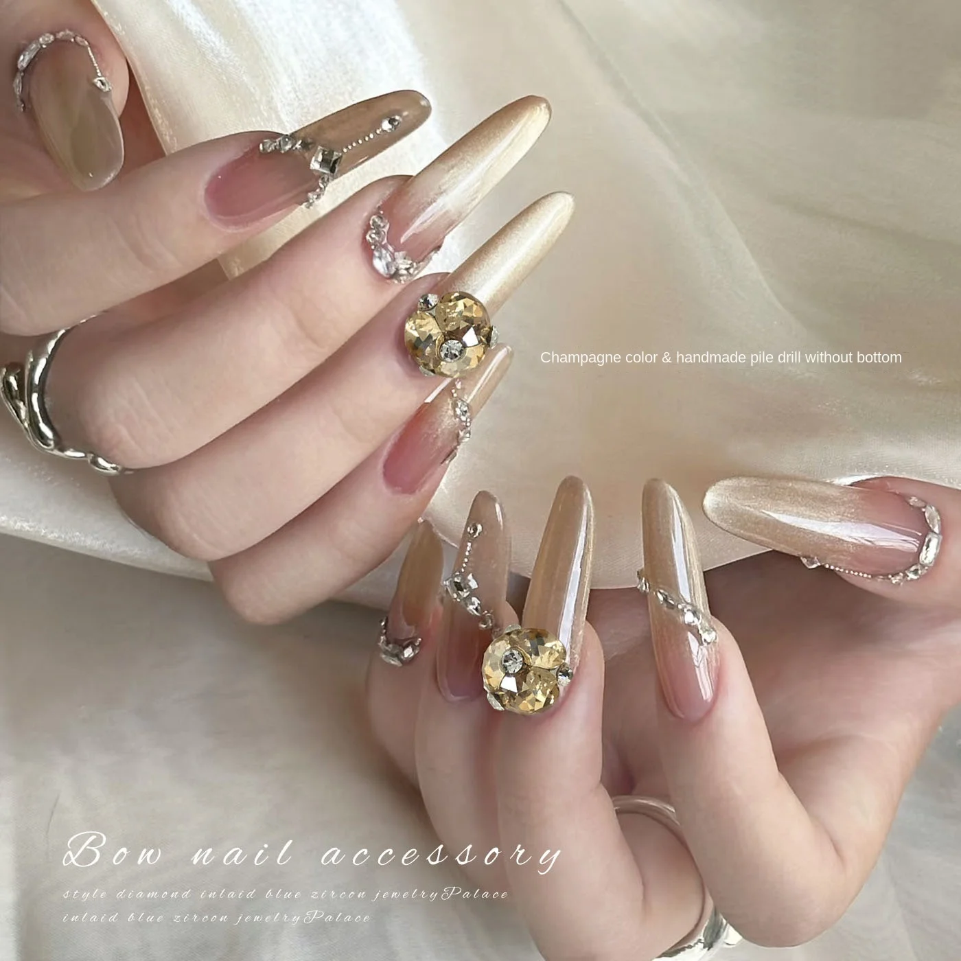 20 pçs champanhe inverno cor strass forma arte do prego cristal k9 vidro manicure decoração diy supplie