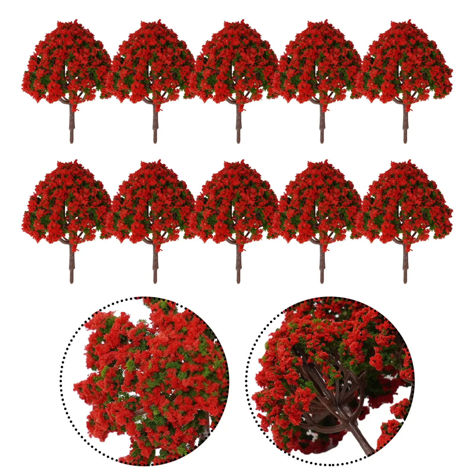 10pcs Red Moss Decorative Fake Flower Tree Scene Layout 6*8cm For Garden Lawn Ornament Festival Party Home Decoration.