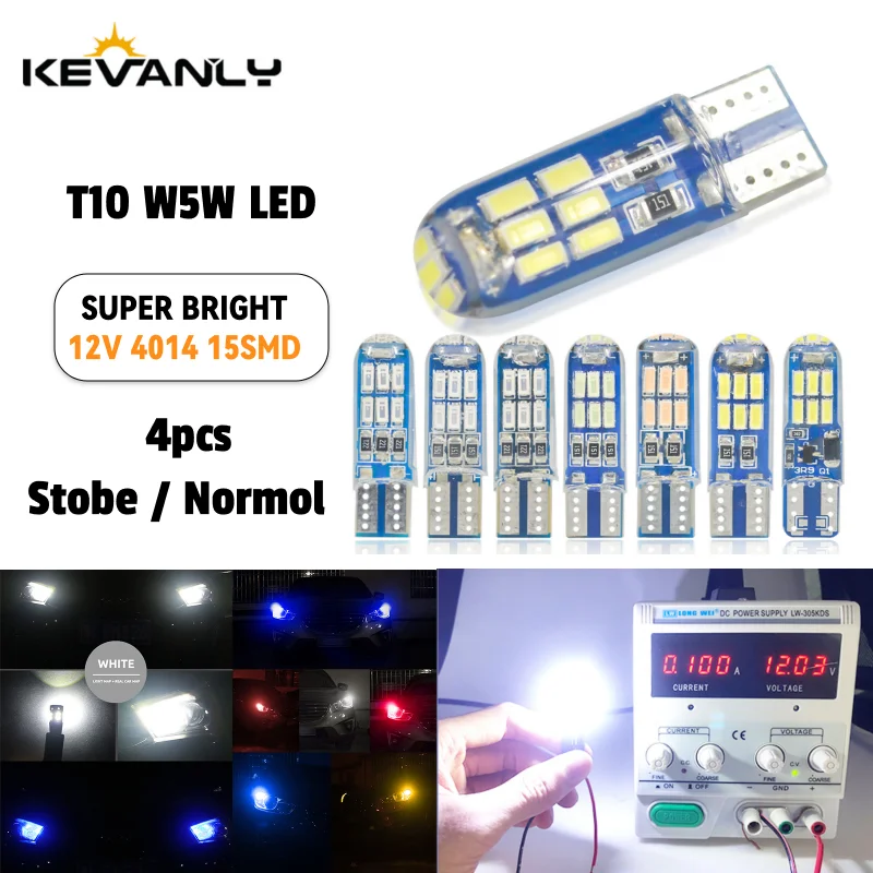 

4pcs T10 LED diode bulbs Canbus Strobe w5w bulbs flashing led reversing light license plate light parking lights camping light