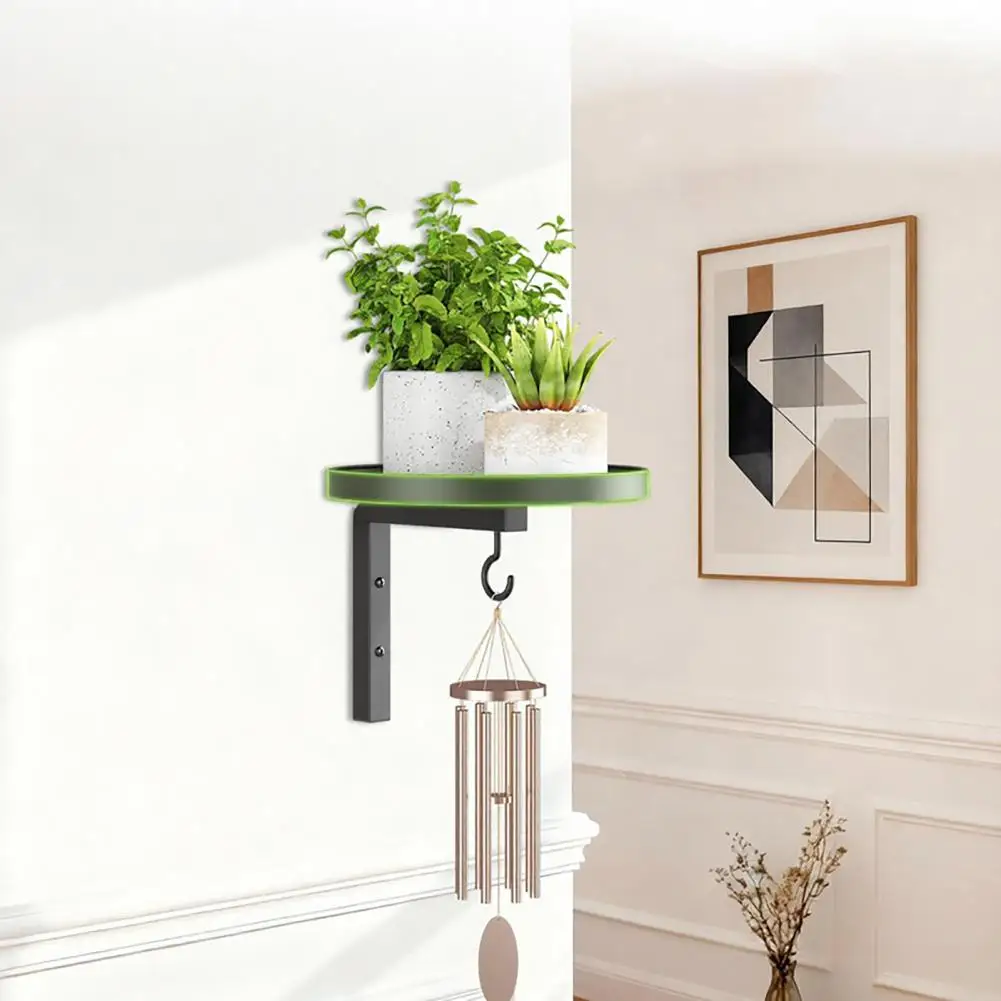 Wall-mounted Plant Stand Heavy Duty Wall-mounted Plant Holder with Hook Metal Floating Flower Display Stand Indoor for Windows