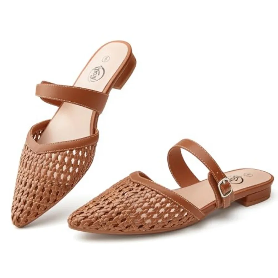 

Женские мюли Trary с острым носком, плетеные балетки с регулируемым ремешком, дышащие лоферы с вырезами, удобные туфли без застежек для повседневной носки