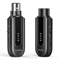 Wireless Microphone Transmitter Receiver 2.4Ghz XLR System Mic Adapter for Audio Mixer Dynamic 48V Phantom Power Condenser