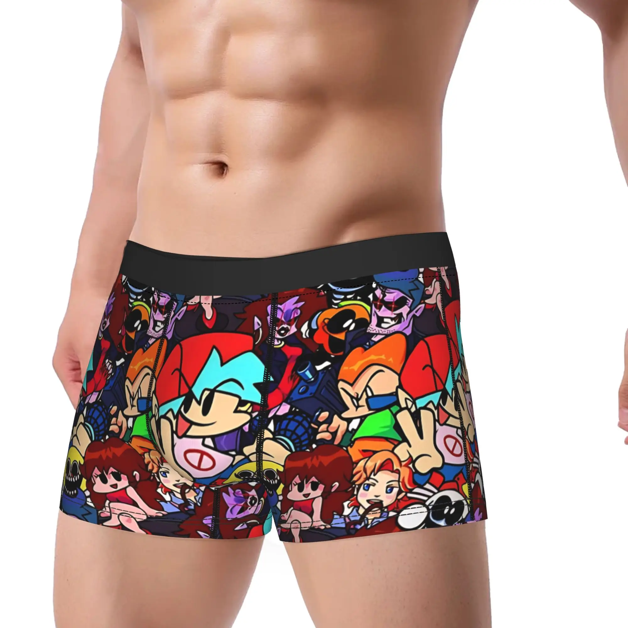 Friday Night Funkin Main Characters  FNF Underpants Breathbale Panties Men's Underwear Print Shorts Boxer Briefs
