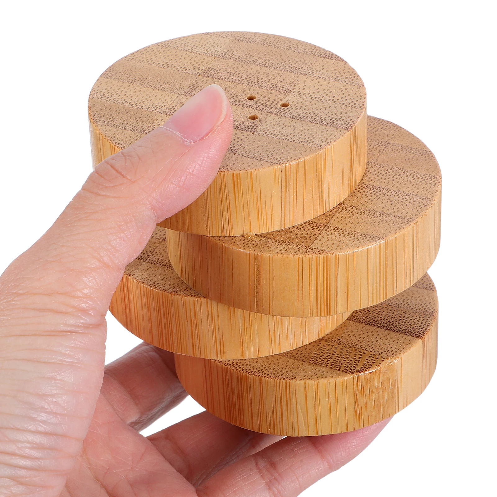 

Bamboo Round 4-Layer Spice Jar Stackable Seasoning Container for Kitchen Restaurant Tabletop Storage Bamboo Spice Jars