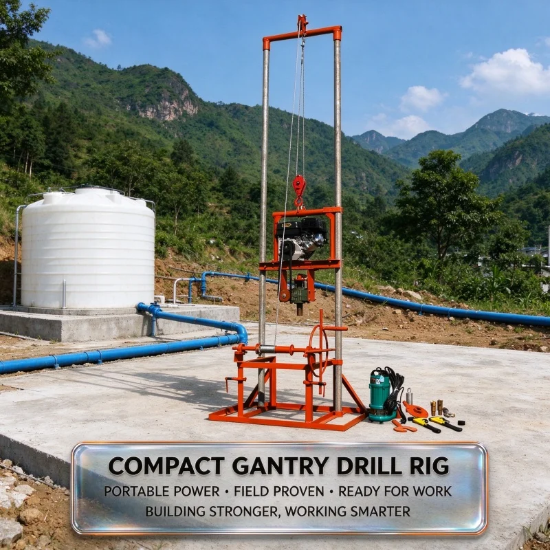 Customized Lightweight Small Gantry Water Well Drilling Rig, Easy Operation Detachable Drilling Machine