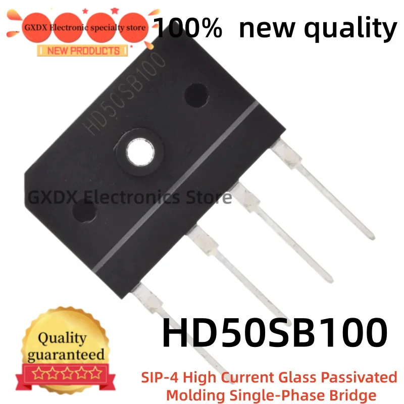 10-20-30-50 piezas/lote 100% nuevo HD50SB100 SIP-4 High Current Glass Passivated Molding Single-Phase Bridge