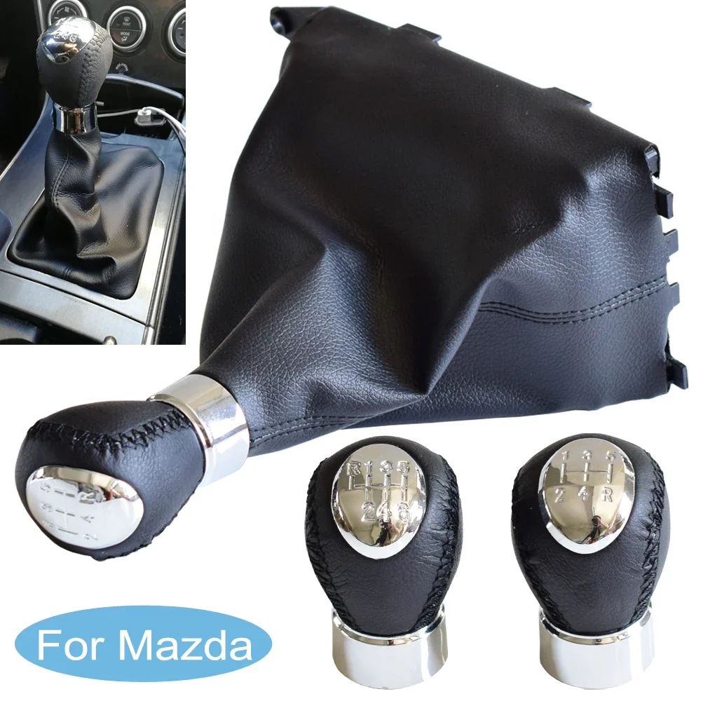 5/6 Speed Car Shift Gear Knob High quality Leather Boot Gaiter Case For MAZDA 6 2002 2004 2005 2006 2007 Car Styling Accessories