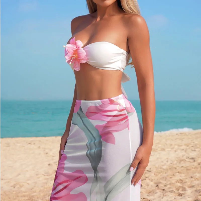 

Сексуальные бикини с цветочным принтом, женские купальники, женские купальники из трех предметов, пляжная одежда для купания, купальные костюмы, бразильский комплект бикини, купальщица в бассейне