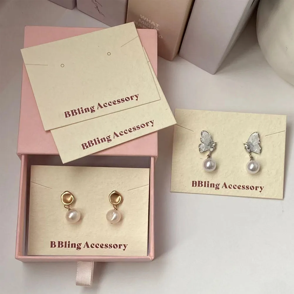 100 Stück Extrem Einfache Schmuck-Aufbewahrungskarten Personalisierte Logo-Displaykarten für Mädchen Haarspangen Haargummis Ohrstecker – Detail 3