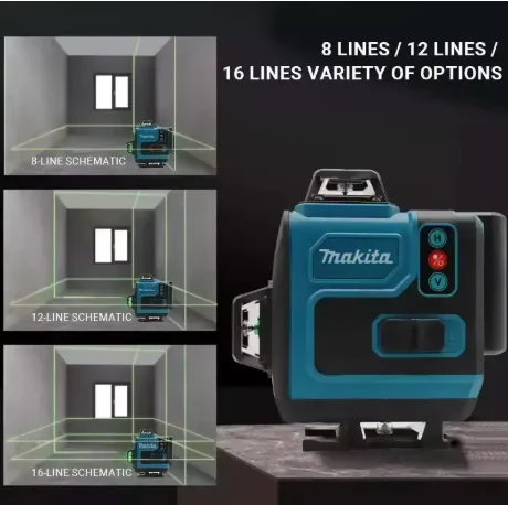 Makita 18V Battery,16Lines4D Green Laser Level, 360°Self Leveling High Precision Horizontal Vertical Cross Line For Construction