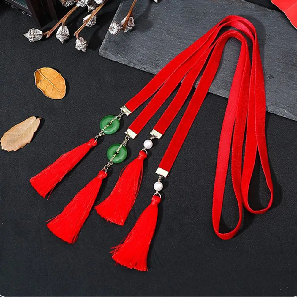 Chinese New Year Bell Tassel Butterfly Plush Ball Hair Rope Ancient Style Hanfu Braided Hair Band for Girls Hair Accessories