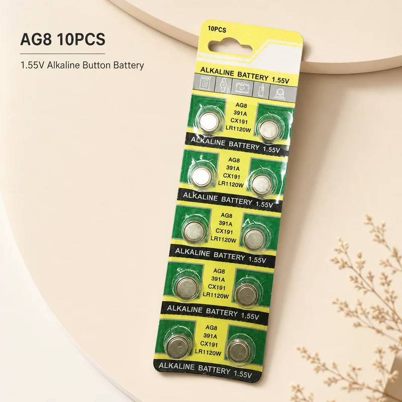 10PCS AG8 LR1120 391 SR1120 Pilas alcalinas de botón para relojes digitales
