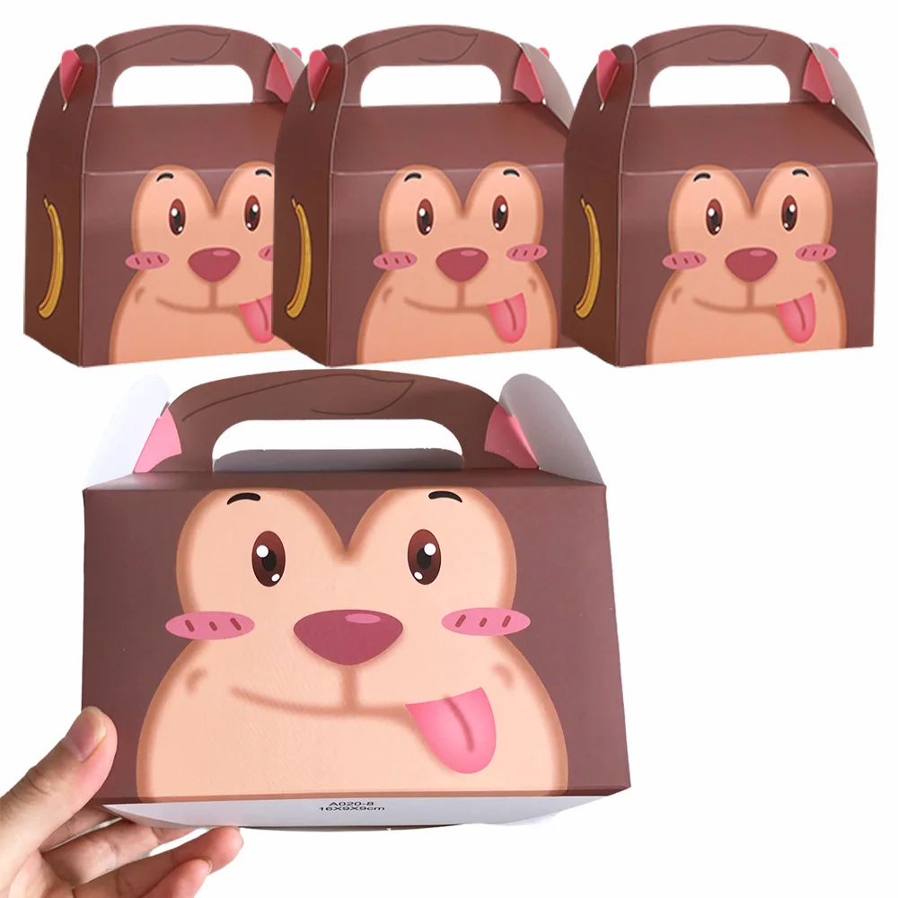 

4Pcs Monkey Gift Boxes Monkey Candy Boxes Kid Goodie Gift Boxes Baby Shower Jungle Safari Animal Theme Birthday Party Supplies