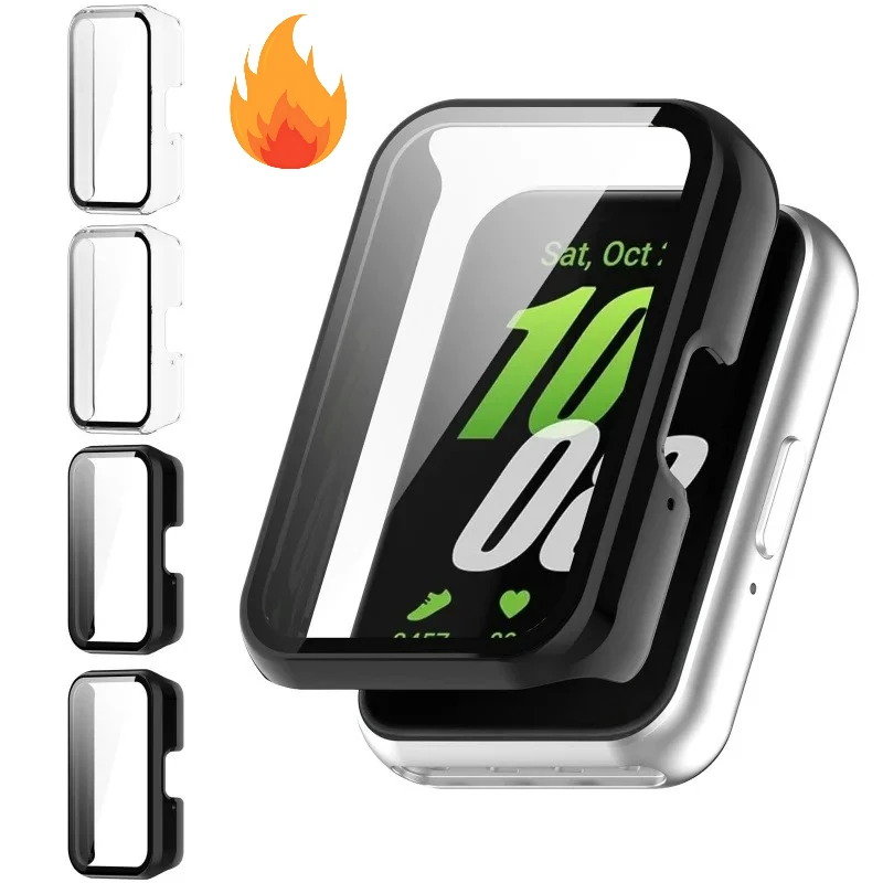 Protetor de Tela de Vidro Temperado + Capa para Samsung Galaxy Fit 3, Protetor de Smartwatch, Bumper Protetor de PC Duro, Acessórios Galaxy Fit3