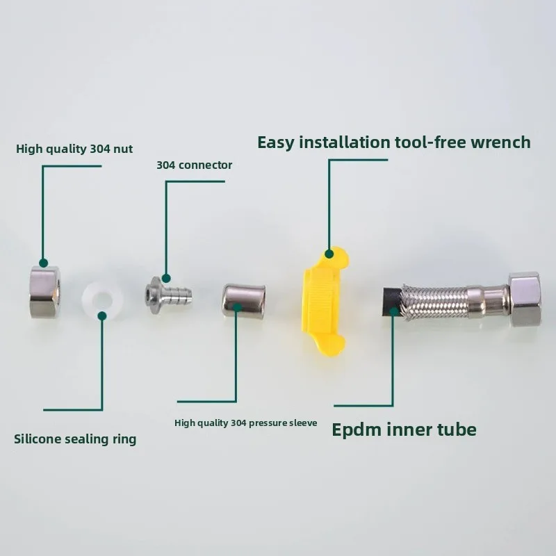 304 الفولاذ المقاوم للصدأ مضفر الأنابيب الساخنة والباردة مدخل المياه خرطوم سخان المياه ارتفاع ضغط الانفجار واقية أنابيب المياه المعدنية 1/2" #2