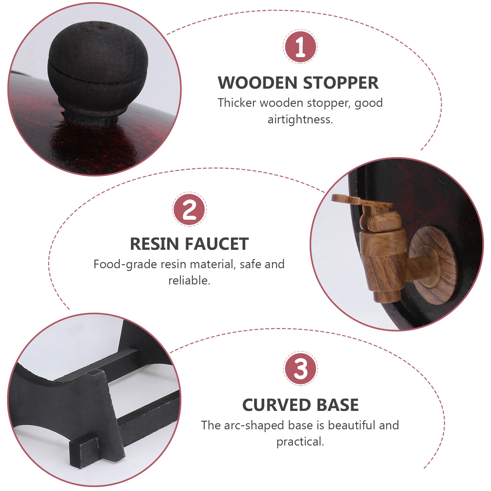 

Red Wine Barrel 5L Storage Dispenser For Home Bar Pub Beer Cask Bucket Wood Wine Container Beverage Barrel Set Red Wood Bucket