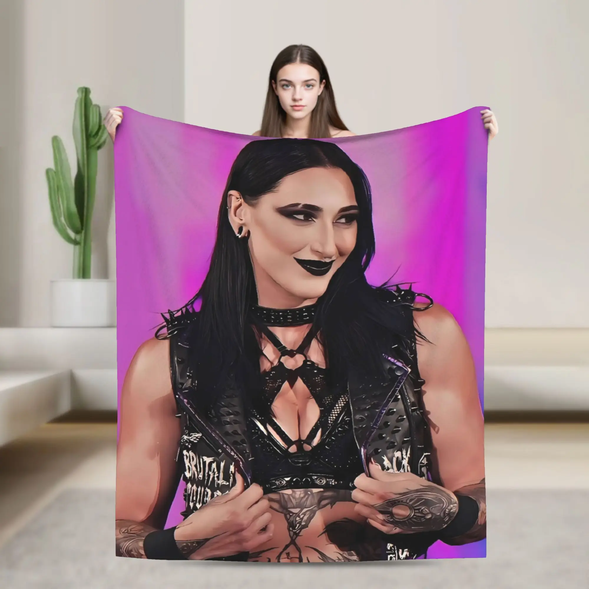 Manta de franela Retro Rhea Ripley Wrestler, colcha cálida y suave para sofá cama, colcha estética para Picnic, regalo de decoración del hogar para todas las estaciones