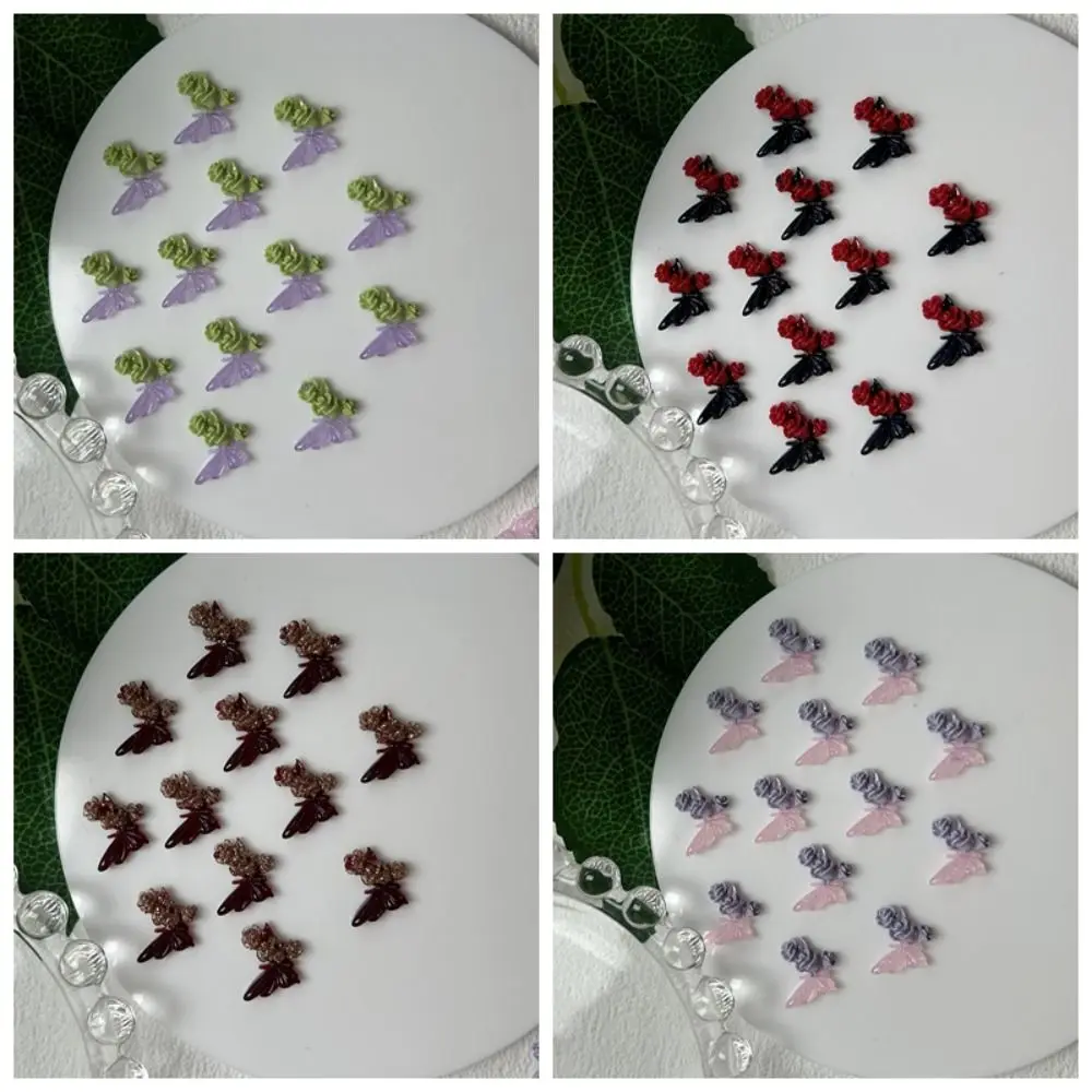 50 pçs puro tulipa borboleta arte do prego ornamentos sedutor resina flor borboleta acessórios que brilham no escuro brilhando