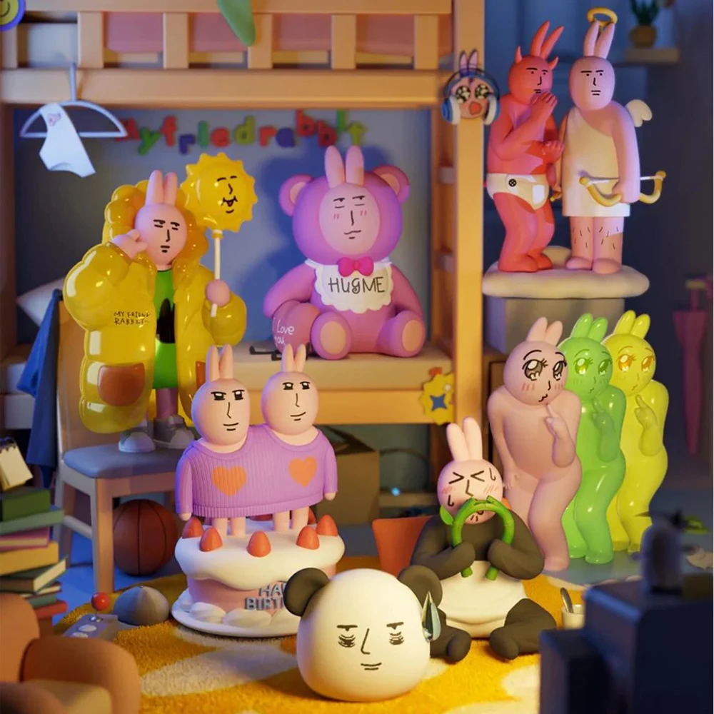 

Розовый кролик, слепая коробка, кукла, забавные мемы ручной работы, украшения, абстрактный кролик, модная слепая коробка, игрушки, серия «Красивое настроение»