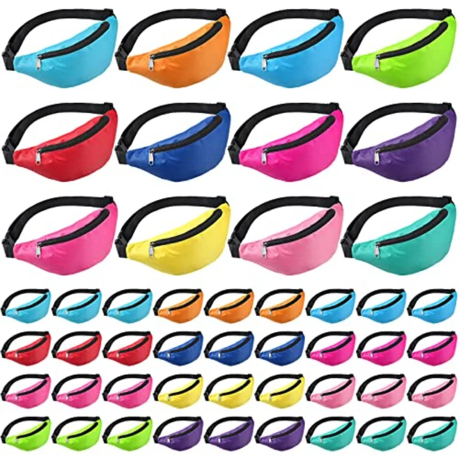 

48 Pieces Neon Fanny Pack Party Waist Bag Adjustable Waist Bag Exercising Running Fanny Bag for Travel Party Festival Running H