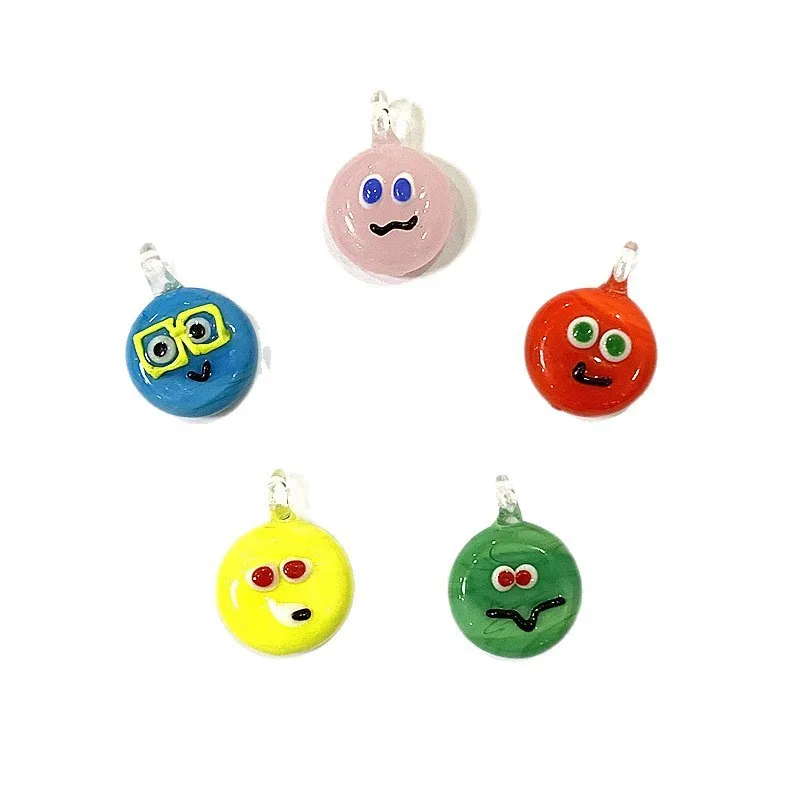 

2pcs Mini Cute Smile Face Charms Glass Pendant Idea Handmade DIY Craft Supplies Perfect Holiday Party Gifts For Handcraft Lovers