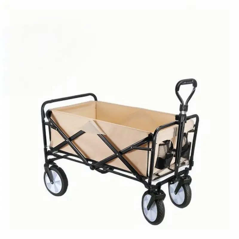 Outdoor campsite hand-pulled stall  picnic four-wheel trolley portable foldable trolley