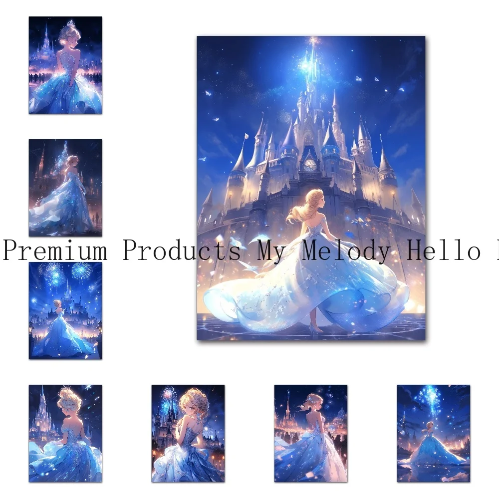 Cartoon Disney Princess Poster Figure Sleeping Beauty Elsa Canvas Painting Art Picture Mural Wall Prints Kids Room Decor Gift