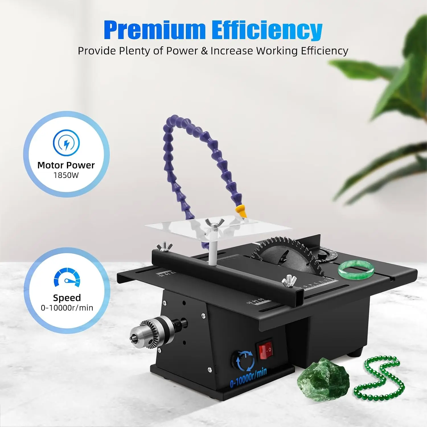 NEW Rock Saw for Cutting Rocks, 1850w Jewelry Polisher Grinder, Adjustable 0-10000rpm Lapidary saw with Cooling System Cold-Rolled Steel Construction for Gem, Jade, Woodworking - view 3