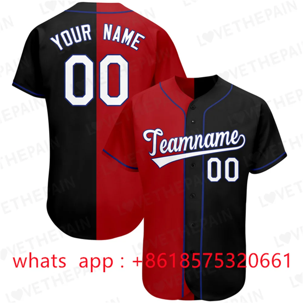 Benutzer definierte Baseball-Shirt Druck Top-Qualität Kurzarm Baseball-Trikot Softball-Trikot Spiel Training Shirt für Männer/Frauen/Kinder