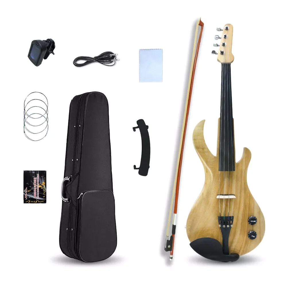 

4/4 Electric Violin Solid wood 20--28# blue color guitar neck 4 string guitar head violin