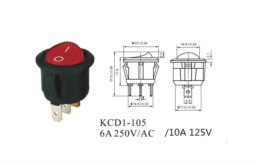 KCD1-105 AC 6A 10A 250V On Off   Rocker Switch Black 2Pin Power Switch Push Button Switch Black White Factory - Image 6
