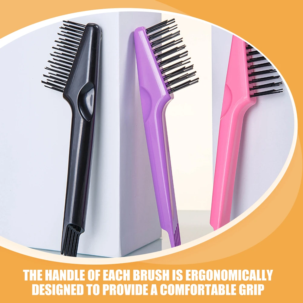 

3pcs Cleaning Brushes Soft Bristles Ergonomic Handle Pink Purple Black Dandruff Remover Hair Tool Grooming Accessories