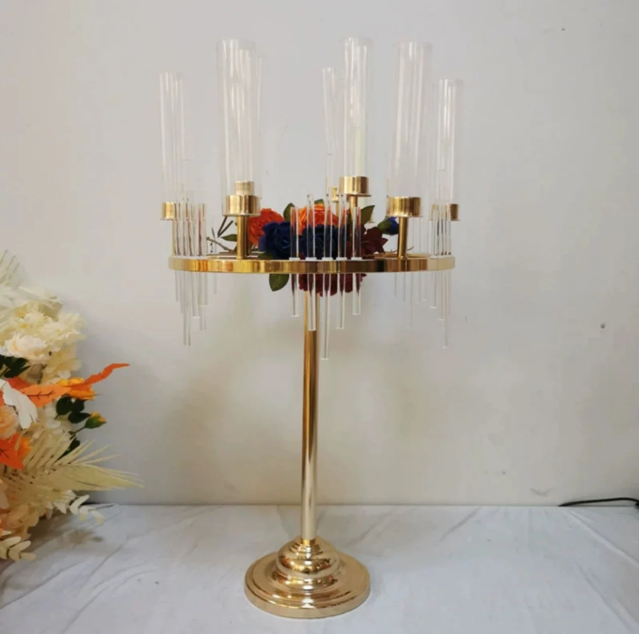 9-head metal candle holder, wedding table center decoration, vase, road lead, party decoration, 2pcs, 4PCs