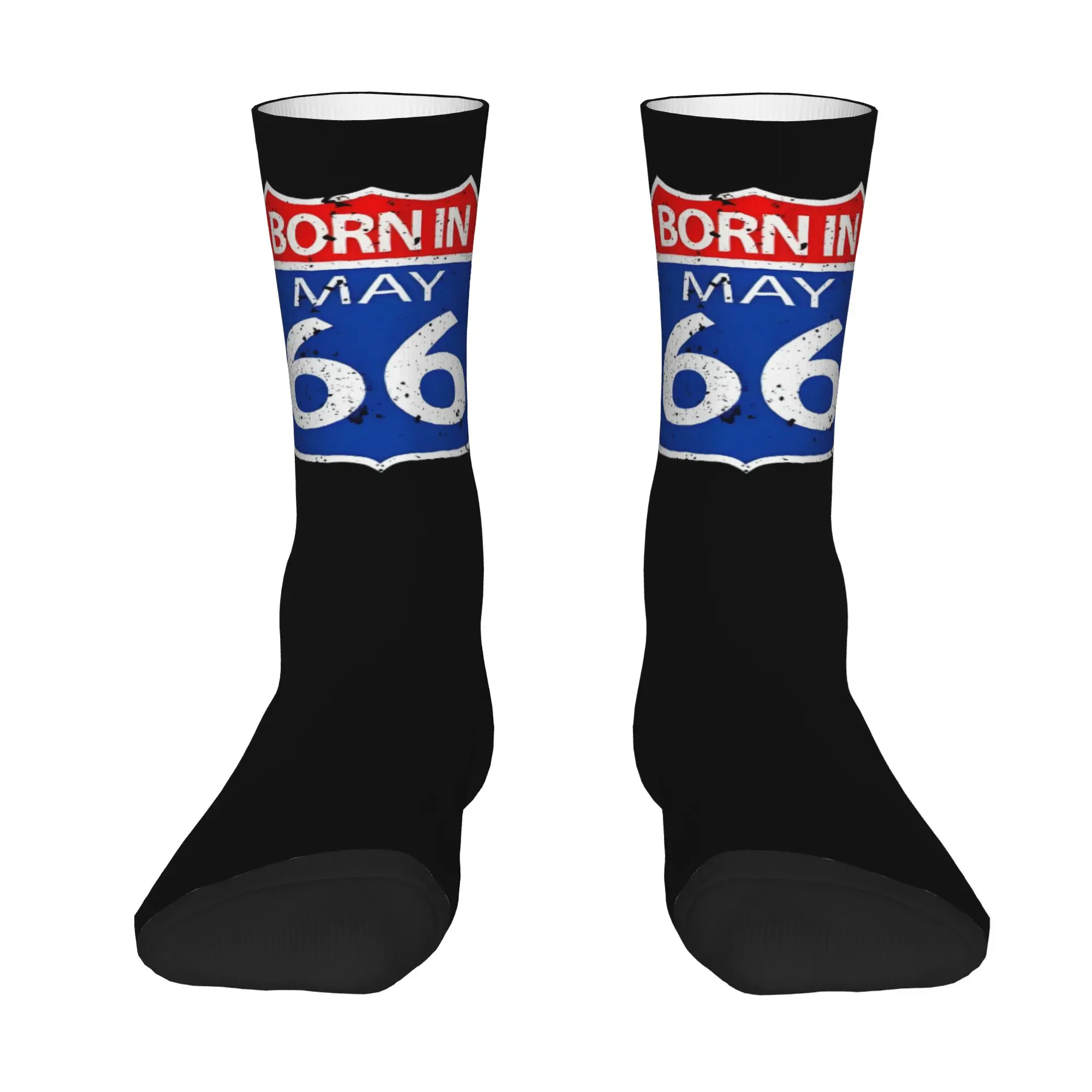 Funny Sock 60 Years Born In May 66 Vintage Seamless Pattern Printed Men Crew Socks Casual Men's Socks