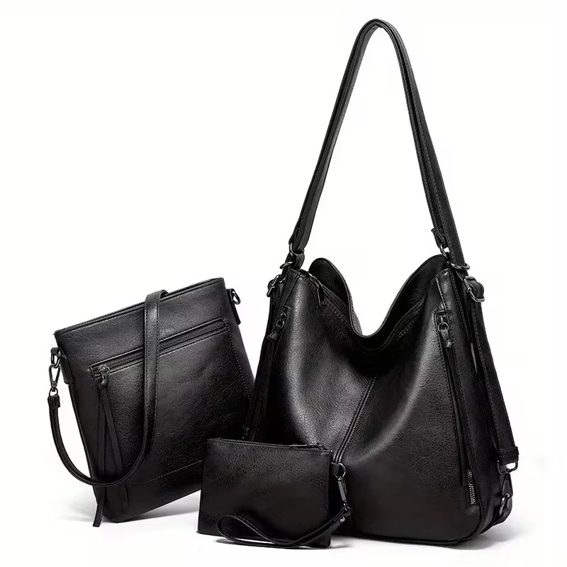 3-Piece Handbag Set - Large Capacity, Durable, Multi-Compartment Tote Bag, Briefcase, and Wristlet