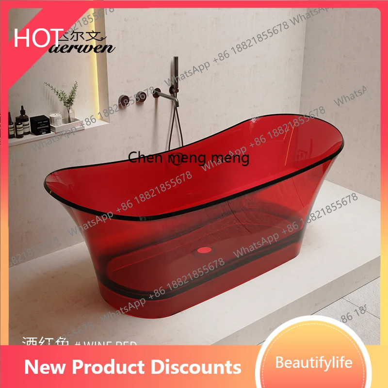 

A13 Darwin transparent resin color crystal bathtub oval freestanding one-piece double bathtub bubble pool