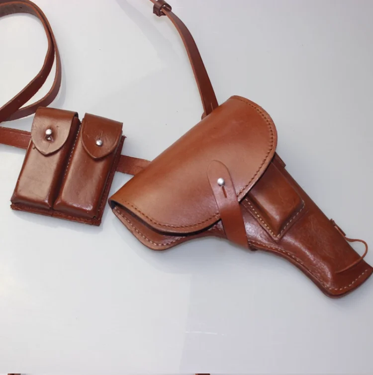 

Authentic 54 Tokarev TT33 Cowhide Gun Holster With Diagonal Cross Strap and Magazine Holder