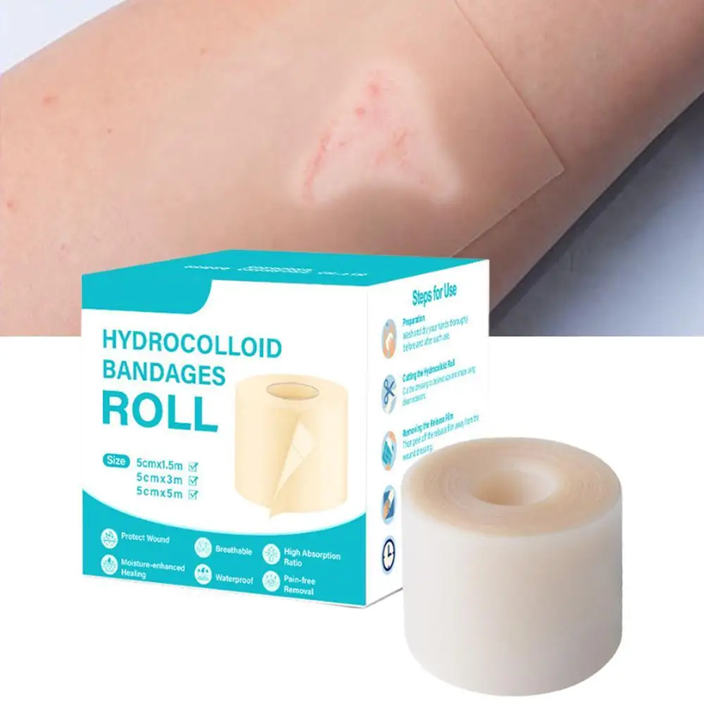 

Hydrocolloid Bandages Hydrocolloid Dressing Moist Patch Flexible Breathable for Toe Face Pimple Cuts Women Men 5cm X 1.5m